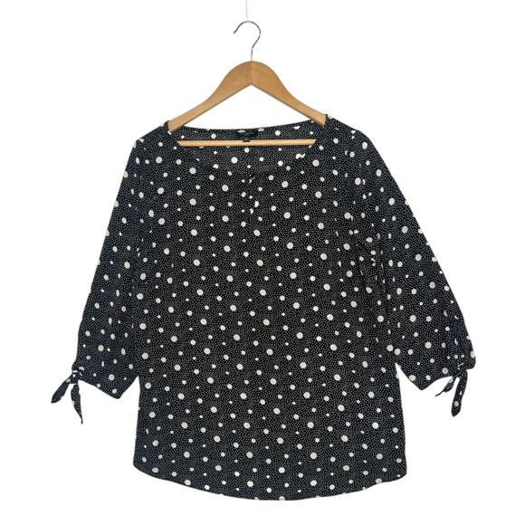 Talbots Tops - Talbots Top Womens Large Petite Black White Polka Dot 3/4 Sleeve Blouse Classic
